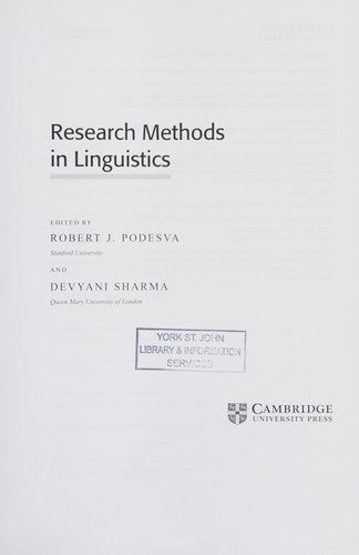Research Methods in Linguistics