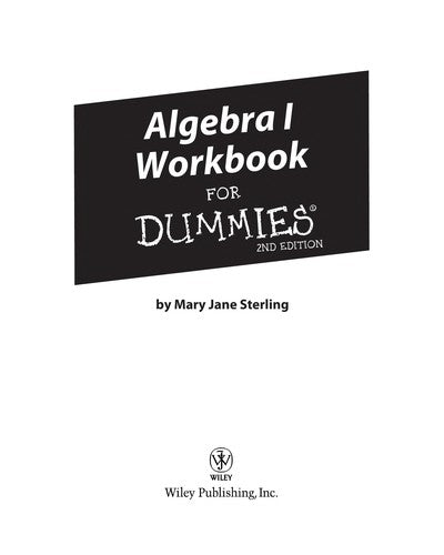 Algebra I Workbook For Dummies 2e