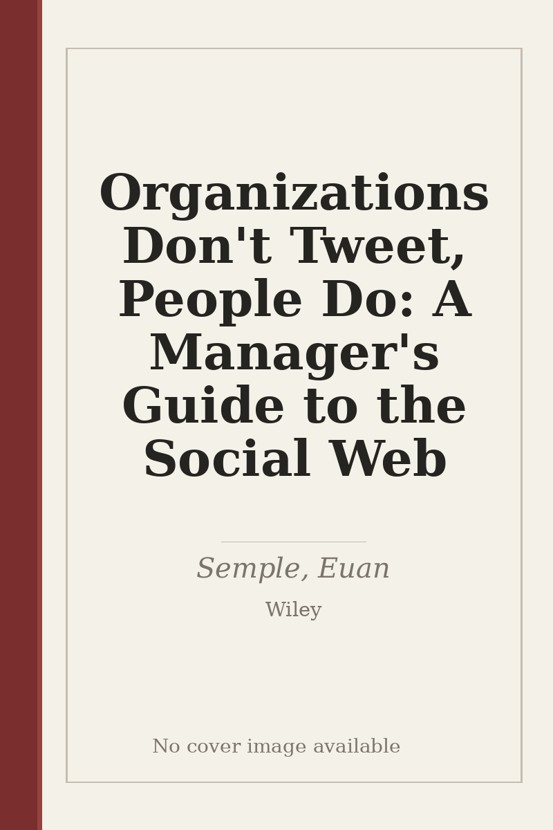 Organizations Don't Tweet, People Do: A Manager's Guide to the Social Web - no cover image available