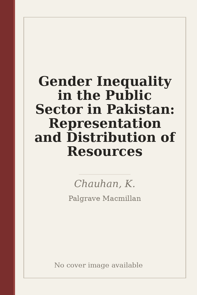 Gender Inequality in the Public Sector in Pakistan: Representation and Distribution of Resources - no cover image available