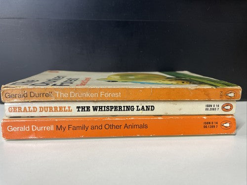 3x Gerald Durrell Penguin Orange Vintage Book Bundle