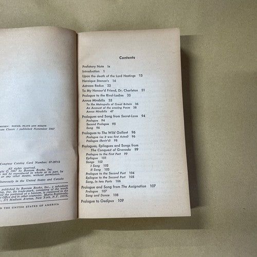 Dryden: Poems, Plays and Essays (Bantam - 1967)