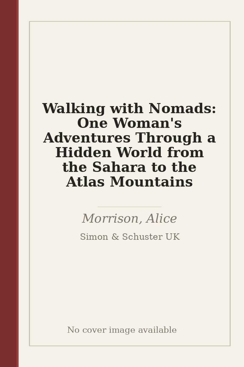 Walking with Nomads: One Woman's Adventures Through a Hidden World from the Sahara to the Atlas Mountains - no cover image available