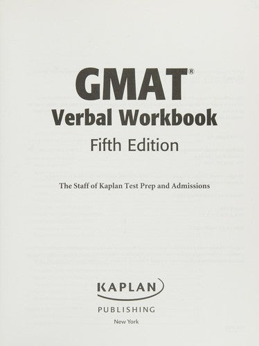Kaplan GMAT Verbal Workbook