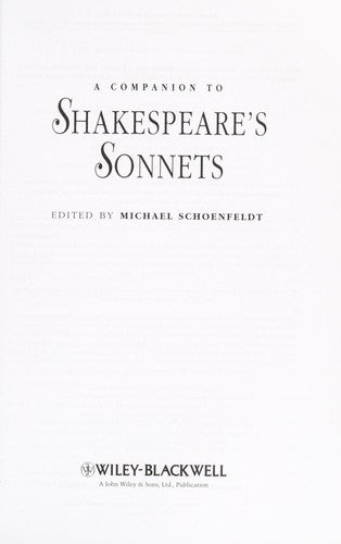 A Companion to Shakespeare's Sonnets: 157 (Blackwell Companions to Literature and Culture)