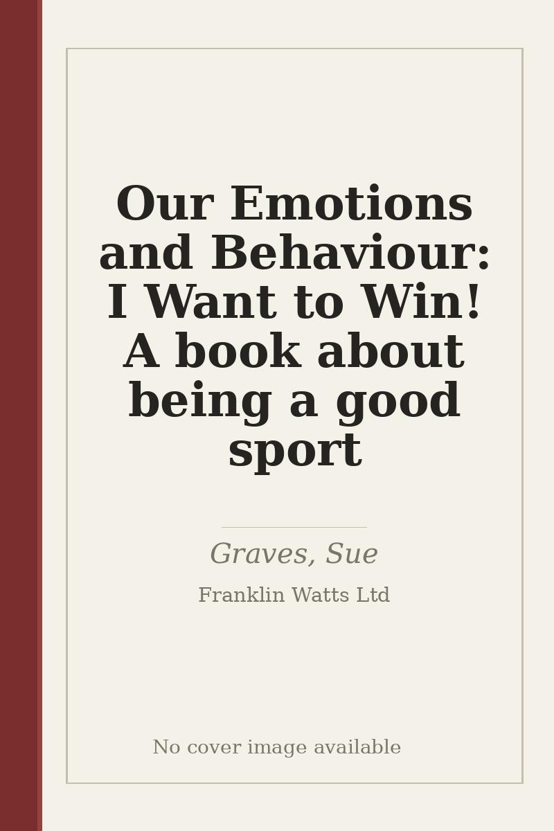Our Emotions and Behaviour: I Want to Win! A book about being a good sport - no cover image available