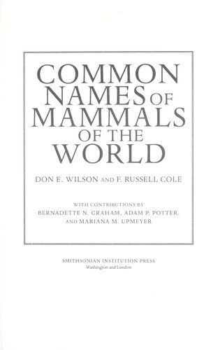Common Names of Mammals of the World