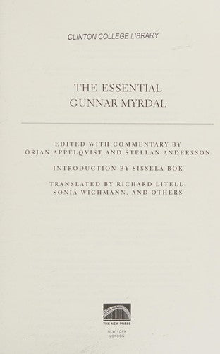 The Essential Gunnar Myrdal (New Press Essential)