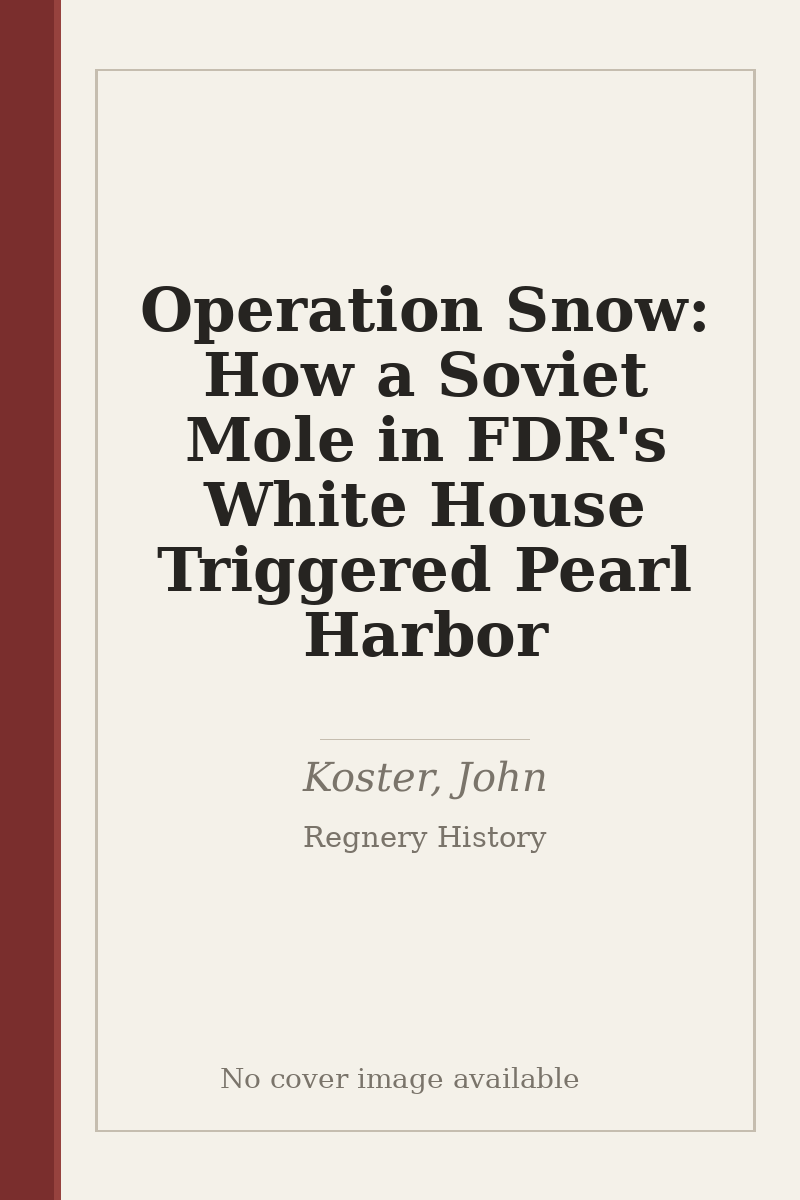 Operation Snow: How a Soviet Mole in FDR's White House Triggered Pearl Harbor - no cover image available