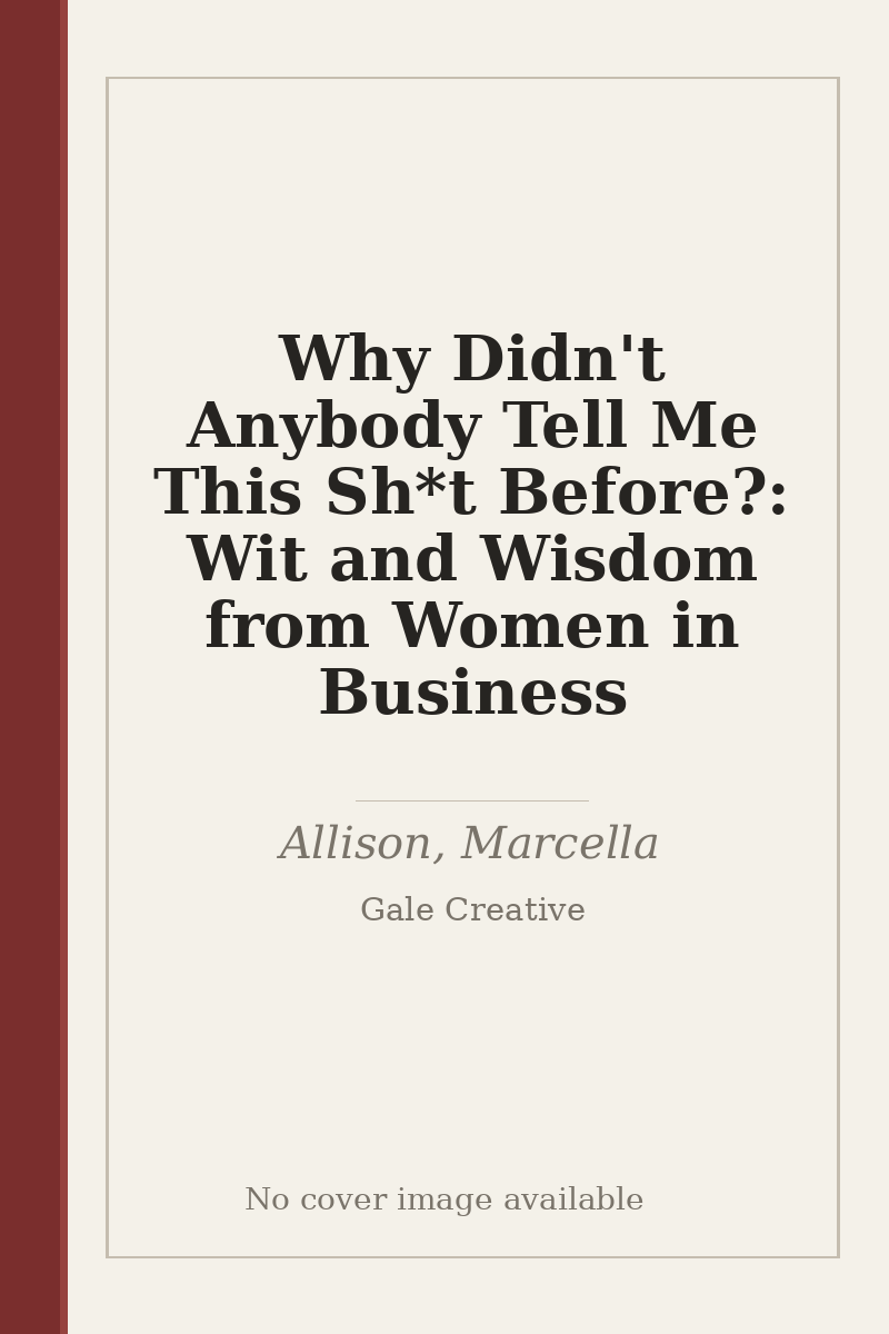 Why Didn't Anybody Tell Me This Sh*t Before?: Wit and Wisdom from Women in Business - no cover image available