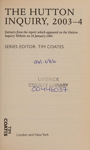 The Hutton Inquiry, 2003 (Uncovered Editions)