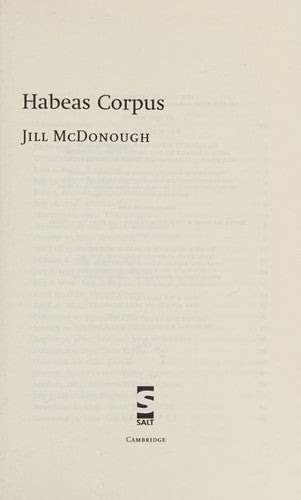 Habeas Corpus (Salt Modern Poets)