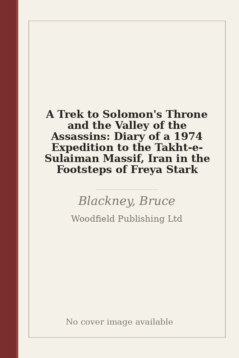 A Trek to Solomon's Throne and the Valley of the Assassins: Diary of a 1974 Expedition to the Takht-e-Sulaiman Massif, Iran in the Footsteps of Freya Stark - no cover image available