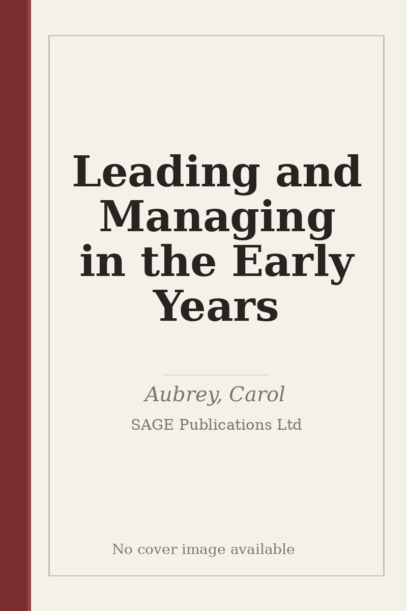 Leading and Managing in the Early Years - no cover image available
