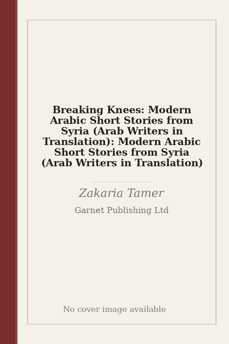 Breaking Knees: Modern Arabic Short Stories from Syria (Arab Writers in Translation): Modern Arabic Short Stories from Syria (Arab Writers in Translation) - no cover image available