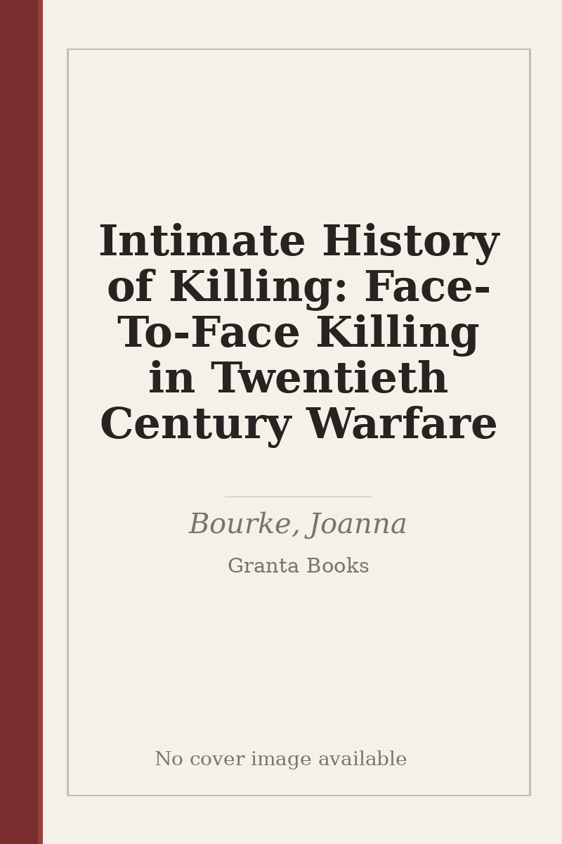 Intimate History of Killing: Face-To-Face Killing in Twentieth Century Warfare - no cover image available