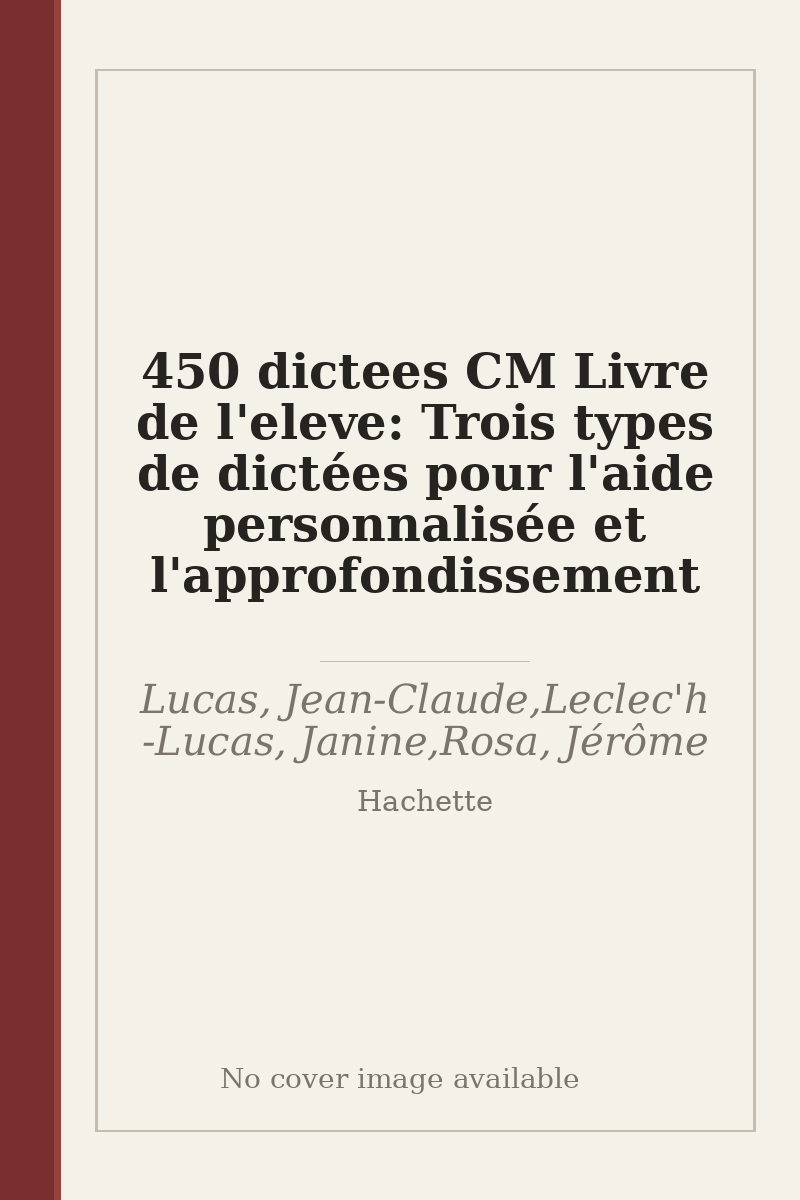 450 dictees CM Livre de l'eleve: Trois types de dictées pour l'aide personnalisée et l'approfondissement - no cover image available