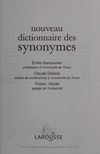 Nouveau Dictionnaire DES Synonymes