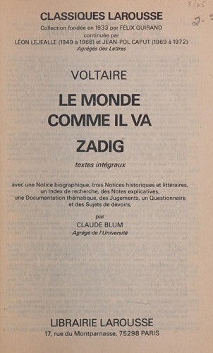 Zadig / Le Monde Comme Il Va