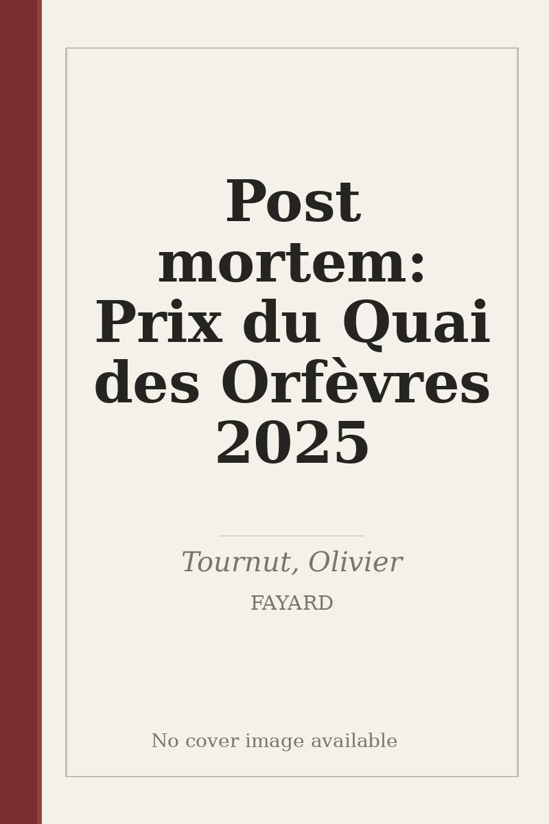 Post mortem: Prix du Quai des Orfèvres 2025 - no cover image available