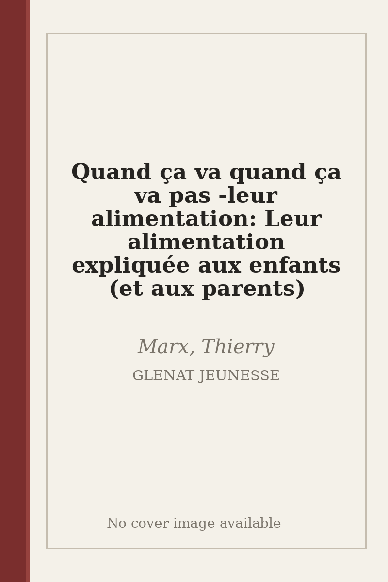 Quand ça va quand ça va pas - leur alimentation: Leur alimentation expliquée aux enfants (et aux parents) - no cover image available