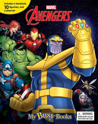 Marvel Avengers My Busy Books - Storybook, 10 figurines, playmat