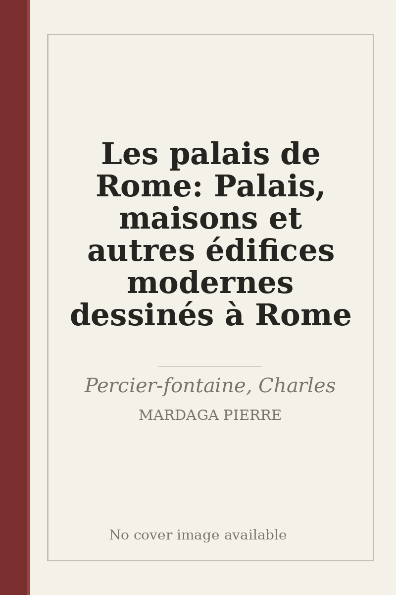 Les palais de Rome: Palais, maisons et autres édifices modernes dessinés à Rome - no cover image available