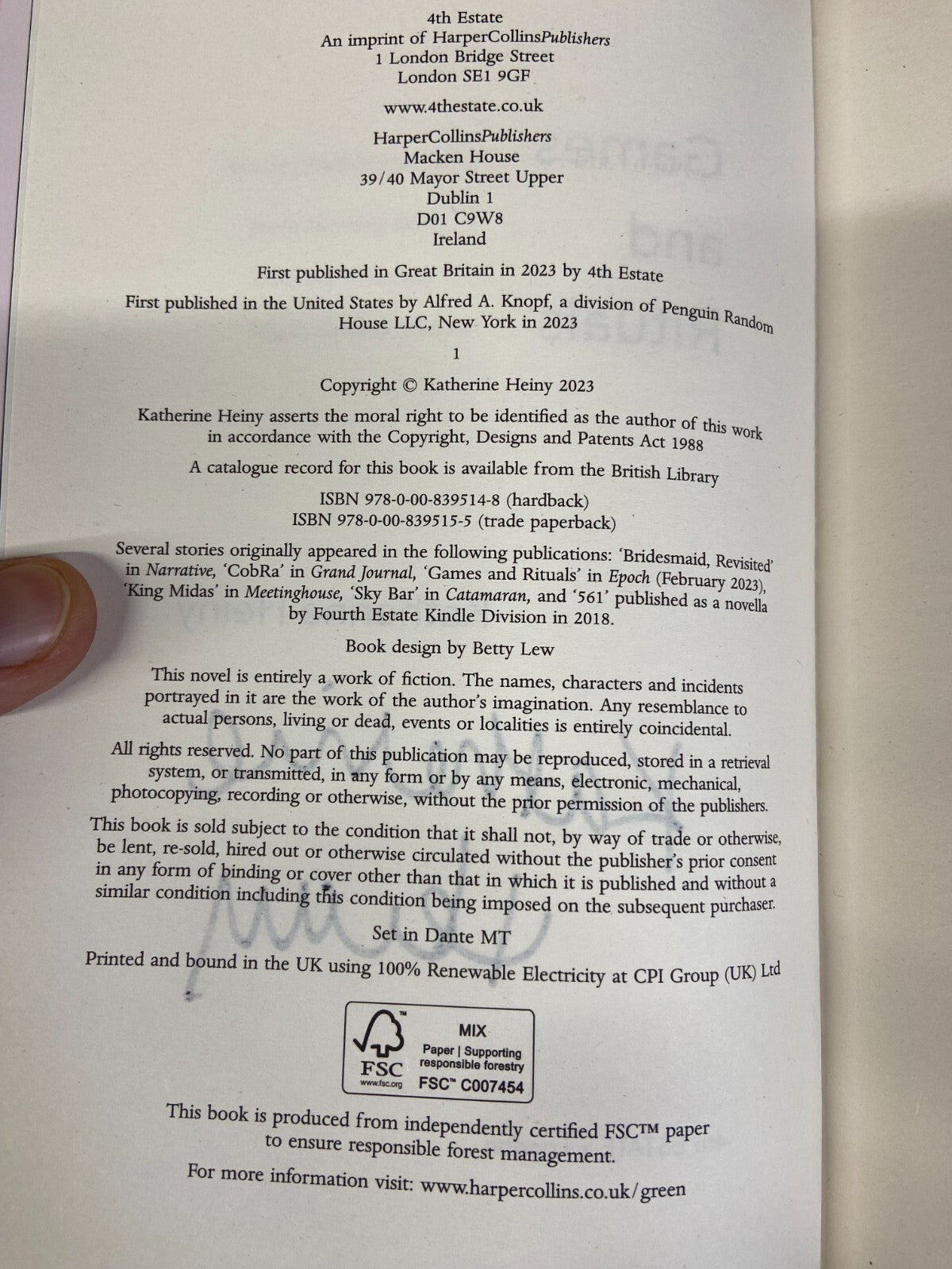 Games and Rituals - Katherine Heiny - Signed