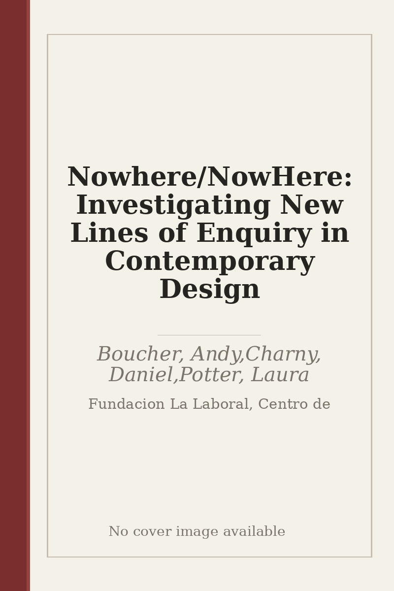 Nowhere/NowHere: Investigating New Lines of Enquiry in Contemporary Design - no cover image available