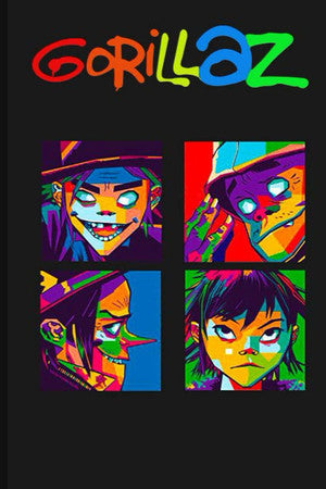 GORILLAZ: Notebook 120 pages | " 6 x 9 " | Collage Lined Pages | Journal | Diary | For Students, Teens, and Kids | For School, College, University, and Home, Gift