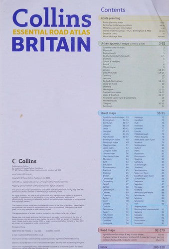 2011 Collins Essential Road Atlas Britain