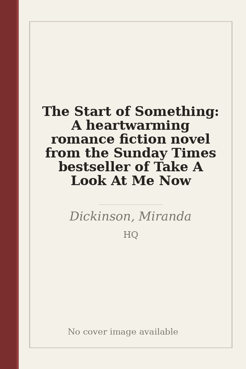 The Start of Something: A heartwarming romance fiction novel from the Sunday Times bestseller of Take A Look At Me Now - no cover image available