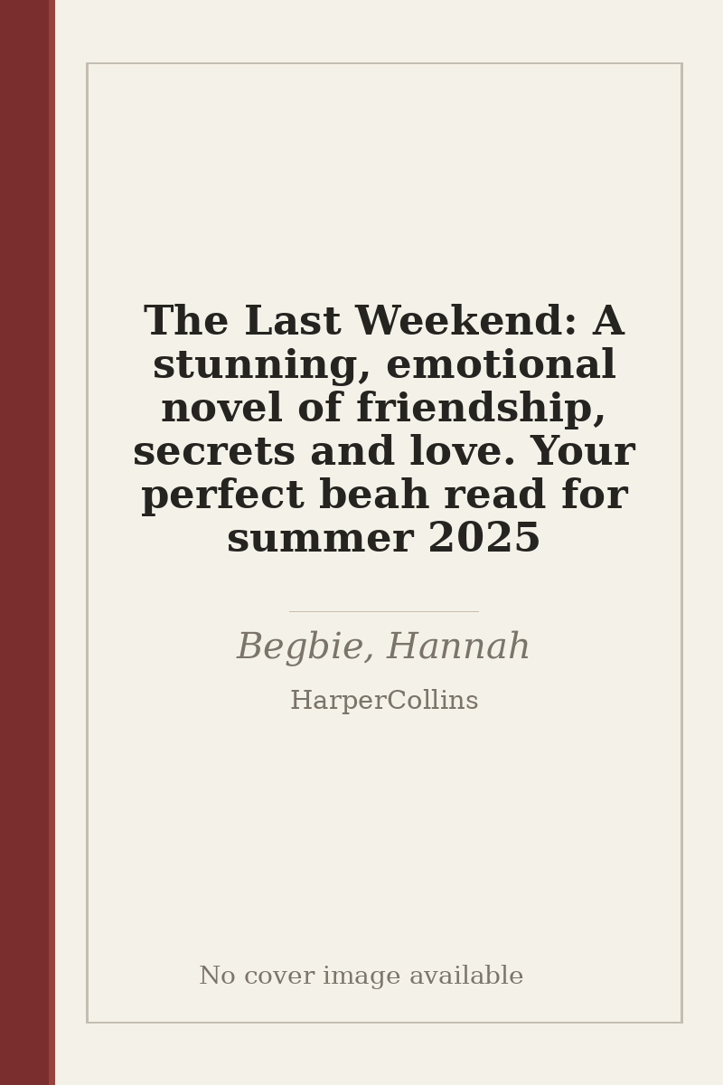 The Last Weekend: A stunning, emotional novel of friendship, secrets and love. Your perfect beah read for summer 2025 - no cover image available