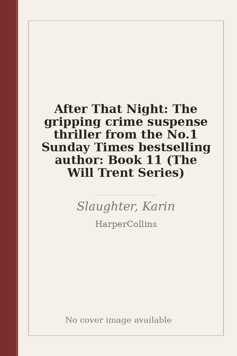 After That Night: The gripping crime suspense thriller from the No.1 Sunday Times bestselling author: Book 11 (The Will Trent Series) - no cover image available