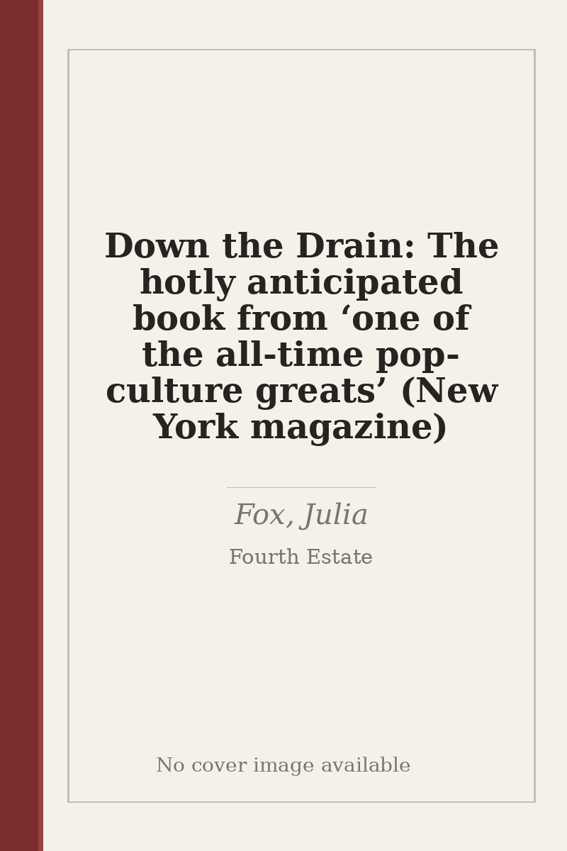 Down the Drain: The hotly anticipated book from ‘one of the all-time pop-culture greats’ (New York magazine) - no cover image available