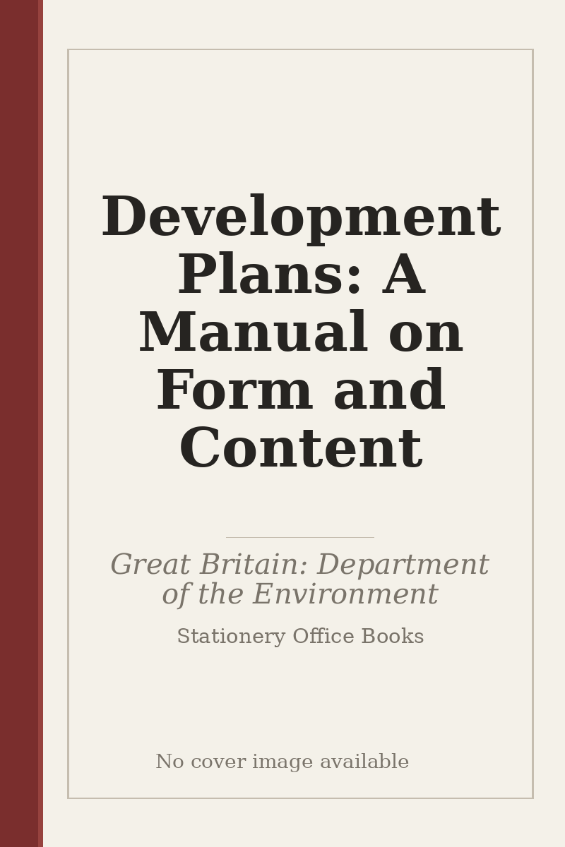 Development Plans: A Manual on Form and Content - no cover image available