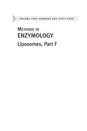 Liposomes, Part F: 464 (Methods in Enzymology): Volume 464