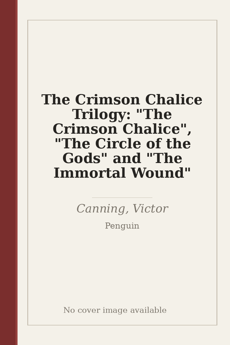 The Crimson Chalice Trilogy: "The Crimson Chalice", "The Circle of the Gods" and "The Immortal Wound" - no cover image available