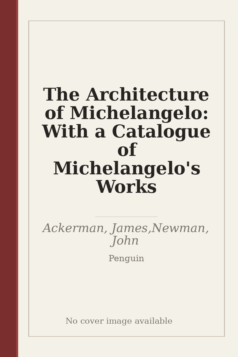 The Architecture of Michelangelo: With a Catalogue of Michelangelo's Works - no cover image available
