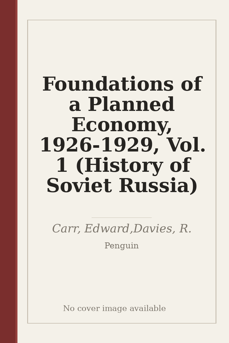 Foundations of a Planned Economy, 1926-1929, Vol. 1 (History of Soviet Russia) - no cover image available