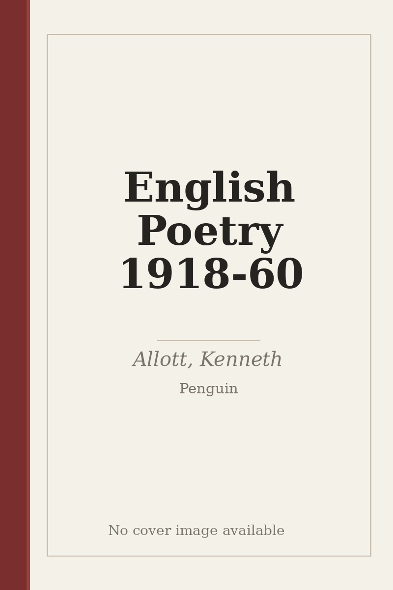 English Poetry 1918-60 - no cover image available