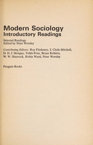 Modern Sociology: Introductory Readings
