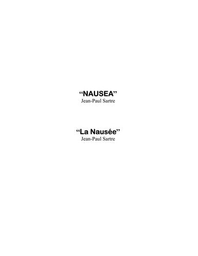 Nausea (Penguin Modern Classics)