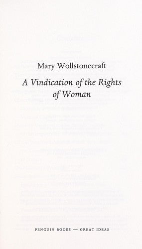 A Vindication of the Rights of Woman