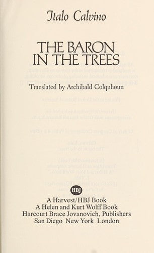 The Baron In The Trees (Harbrace Paperbound Library, 72)