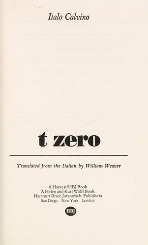 T-Zero Pa (Harbrace Paperbound Library, Hpl 70)