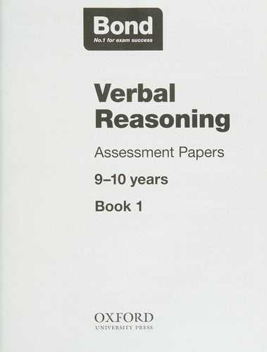 Bond 11+: Verbal Reasoning Assessment Papers: 9-10 years Book 1