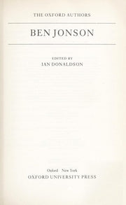 Ben Jonson: Selected Works (Oxford Authors S.)