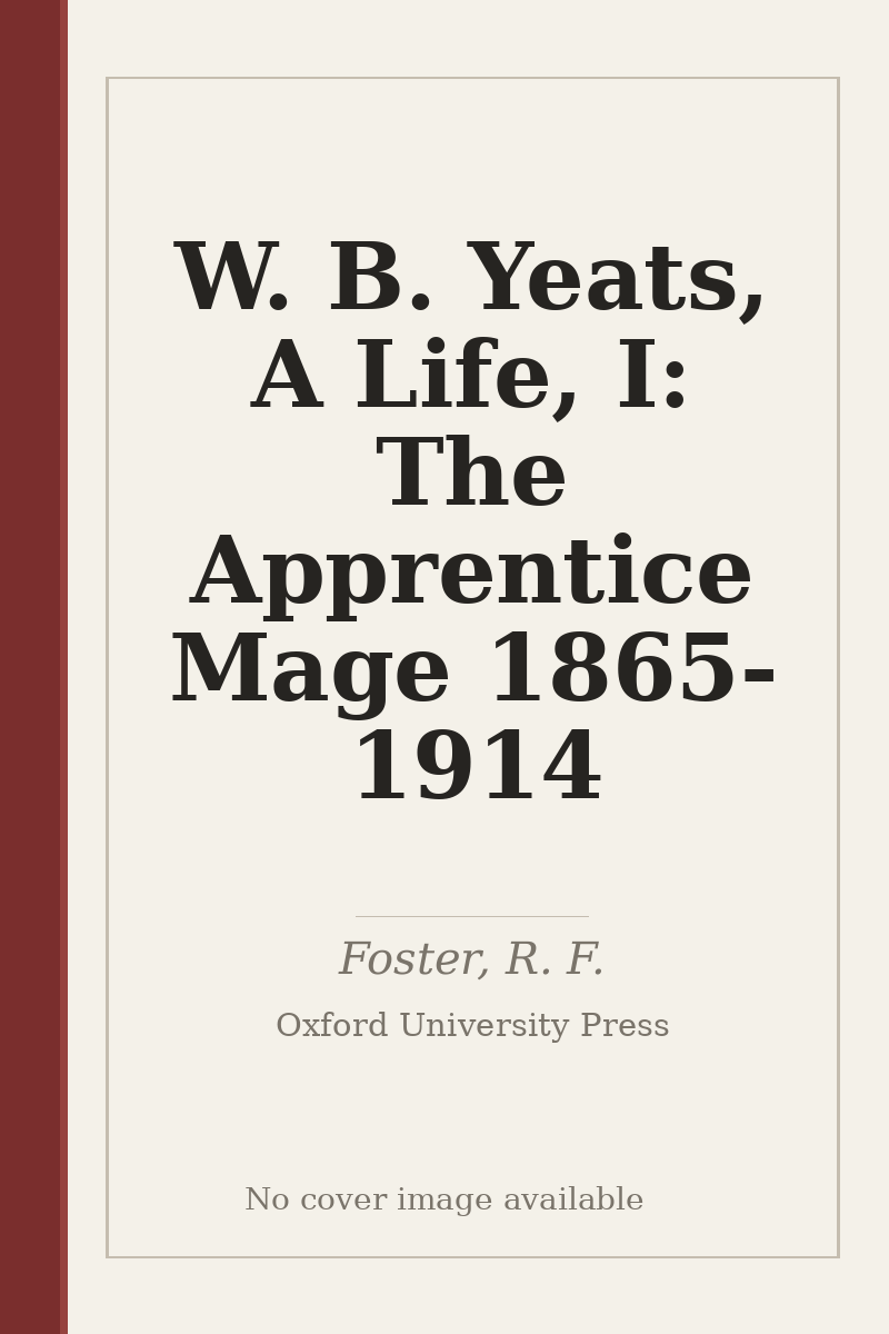 W. B. Yeats, A Life, I: The Apprentice Mage 1865-1914 - no cover image available