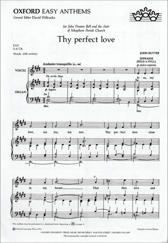 Thy perfect love: Vocal score